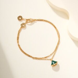 Bulgari Gold Bracelet with Green Charm